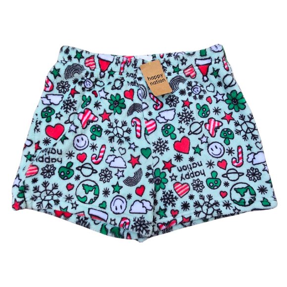 Girl's Christmas Plush Pajama Shorts - Size 12 Youth - Picture 1 of 3